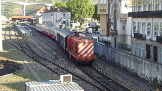 CP 1464 departs Regua for Porto, Wednesday 24 April 2024.