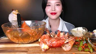 ASMR 40cm킹블랙타이거새우 먹방 리얼사운드ㅣGiant King Black Tiger Shrimp Mukbang Korea EATING Show REAL SOUND えび