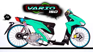 Vẽ xe Độ vario 150|| vẽ vario|| xe Độ||cara menggambar drag