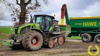 Dünger Streuen / Claas Axion 960 TT mit Amazone ZA-TS 4200 Profis Hydro / John Deere 8R mit Hawe ULW