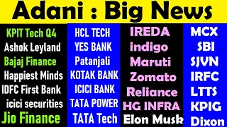 KPIT Tech Q4🔴ADANI🔴Bajaj Finance🔴Yes Bank🔴IREDA🔴Zomato🔴SJVN🔴MCX🔴IRFC🔴Dixon🔴TataTech🔴Jio Finance🔴SMKC