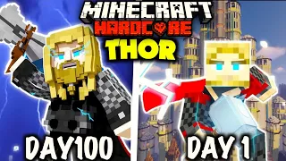 I Survived 100 Days as a THOR in Hardcore Minecraft..