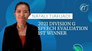 2021 District 87 Division G Toastmasters Speech Evaluation 1st Winner