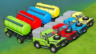 TRUCKS OF COLORS ! WATER vs MINI TANKER vs JEEP TRUCKS ! ANIMALS - Farming Simulator 22