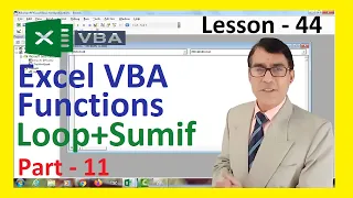 Sumif with Loop in Excel VBA | Excel VBA for beginners - 44 | Excel VBA Function in hindi