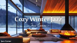 Cozy Winter Jazz ☕ Smooth Jazz Music with Fireplace Sounds in Cozy Cabin Ambience in Winter day