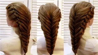 💚💜Коса Рыбий хвост💚💜Косички💚💜Плетение💚На средние волосы💜Hairstyles Braids fishtail💜 топ