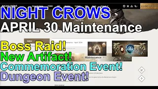 Night Crows | April 30 Update - Boss Raid, New Artifact and Commemoration Event!