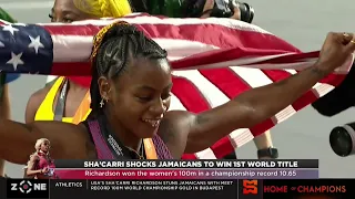 Sha'Carri shocks Jamaicans to win 1st World Title in 10.65 CR! Shericka placed 2nd, Shelly-Ann 3rd