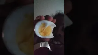 Eating a ostrich egg