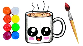 Bolalar uchum stakan qahva chizish / Drawing a child's cup of coffee / Рисуем детской чашки кофе