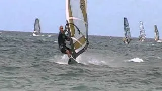 windsurfing.Backwind jibe