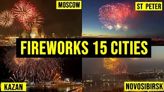 VICTORY DAY FIREWORKS FROM 15 CITIES RUSSIA 9 MAY 2022 | MOSCOW ST PETERSBURG NOVOSIBIRSK KAZAN