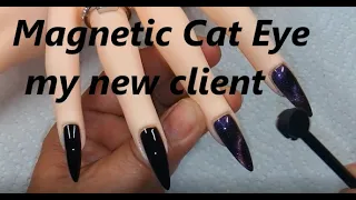 Makartt Magnetic Cat Eye Gel Polish  special client Yoko  Cat Eye polish  Nail Practice Hand