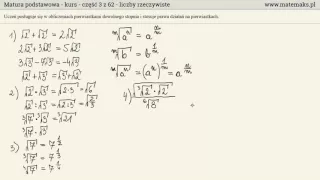 Matura podstawowa - kurs - część 3 z 62 - działania na pierwiastkach