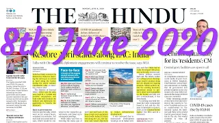 The Hindu Newspaper Analysis 8th June 2020,