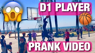 D1 BASKETBALL PLAYER PRETENDS TO BE SURFER PRANK!! DUNKING IN A WETSUIT! VENICE BEACH!