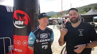 Josh Carlson chatting e-Bikes minutes before becoming National e-Champ