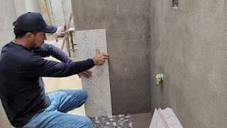 Colocacion de Ceramica en pared de baño. Tutorial para principiantes.