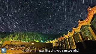 A starry night in a divine Chinese town