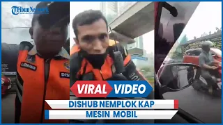 Bak Film Aksi, Detik-detik Petugas Dishub Cegat Driver Berujung Nemplok di Kap Mobil