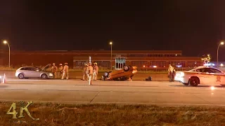 Montreal: Car rolls over and finishes up on its roof on Highway 40 8-19-2017