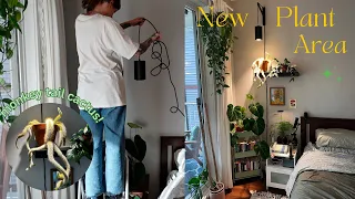 bedroom planty refresh! light install, new shelf, re-arrange & decorate! 🌿🛌