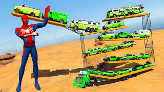 GTA 5 Spiderman MOD, Loading Cars, Jeep, Monster Truck Into Big Truck