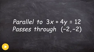 Write the equation of a parallel line using point slope form