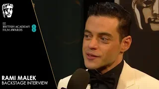 Rami Malek Reacts to Winning Leading Actor for Bohemian Rhapsody | EE BAFTA Film Awards 2019