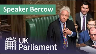 John Bercow announces he is standing down as Speaker of the House of Commons: 9 September 2019