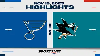 NHL Highlights | Blues vs. Sharks - November 16, 2023