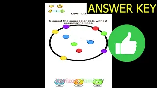 Brain Ace LEVEL 173 Connect the same colors dots without crossing the lines - Gameplay Walkthrough