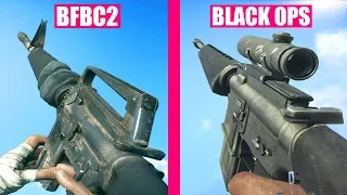 Battlefield Bad Company 2 vs Call of Duty Black Ops Weapons Comparison