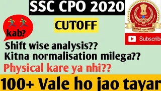 SSC CPO 2020 CUTOFF latest itne kam expected by Shivam sir/Study with Shivam