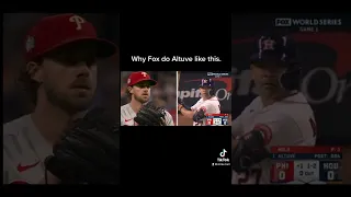 Altuve being trolled by Fox. World Series Game 1. That slow mo replay lol.