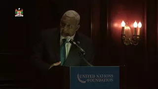Fijian Prime Minister Frank Bainimarama addresses the UN Foundation Dinner