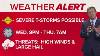 Storms with damaging wind and hail possible Wednesday night in central Ohio