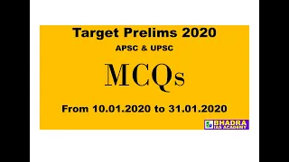 APSC & UPSC # MCQs are based on Current topics# from 10.01.2020 to 31.01.2020 # Bhadra IAS Academy