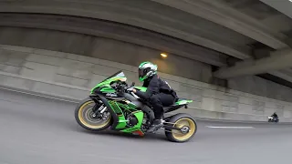 GSXR 1000 vs Hayabusa vs ZX10RR vs R1M - Roll Racing Part Two