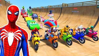 GTA V SPIDERMAN, GODZILLA x KONG - Epic New Stunt Race For Car Racing Challenge by Trevor and Shark