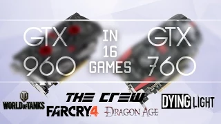 GTX 960 OC vs GTX 760 OC in 16 games (1080p60fps)