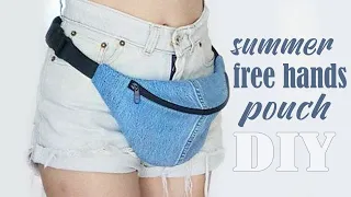 DIY BELT POUCH BAG ZIPPER // Summer Free Hands Bag With Patterns