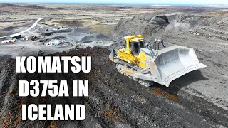 Komatsu D375A Pushing rock in Iceland