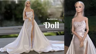 The making of Goddess miniature Bridal Gown for fashion dolls ❤️ Wedding dress for  barbie