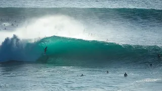 Swell hits Padang Padang | 4K Drone Surf | Bali, Indonesia