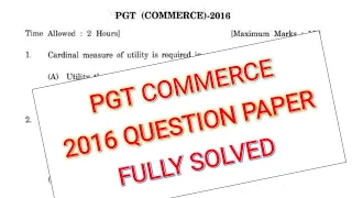 PGT COMMERCE HPPSC || 2016 PAPER SOLVED||