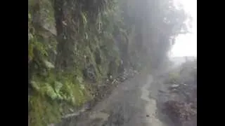 Passing another vehicle on Death Road in Bolivia