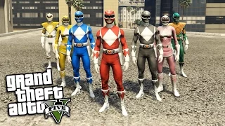 GTA 5 Mods - POWER RANGERS MOD w/ WEAPONS (GTA 5 Mods Gameplay)