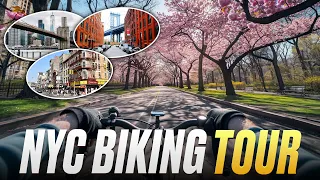 [4K] NYC Bike Tour - Spring Day (Central Park, DUMBO, Brooklyn Bridge, Freedom Tower, Chinatown)